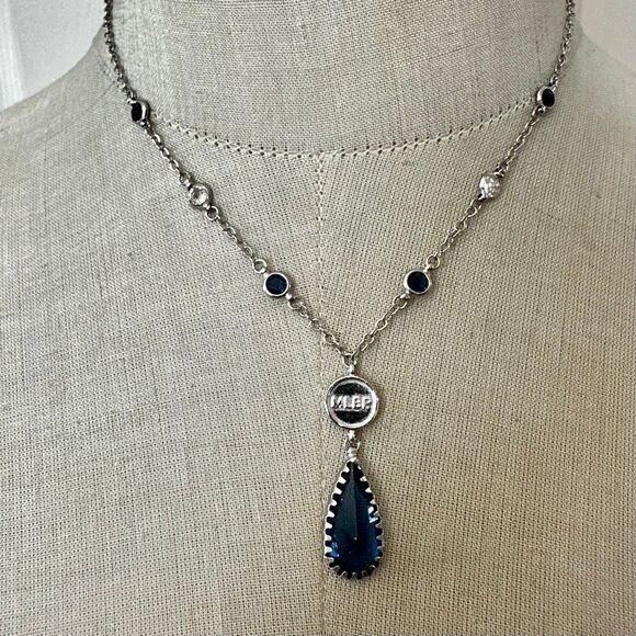 New York Yankees MLBP Necklace with Blue Crystal Drop - Picture 1 of 10